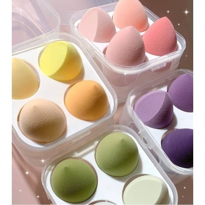 4pcs Makeup Sponge Puff Set Blender Multi-colored Beauty Foundation Blending Sponge For Powder Dry & Wet Use Makeup Sponge Egg