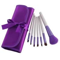 Wholesale private label 7pcs travel makeup brush kit with fabric bag